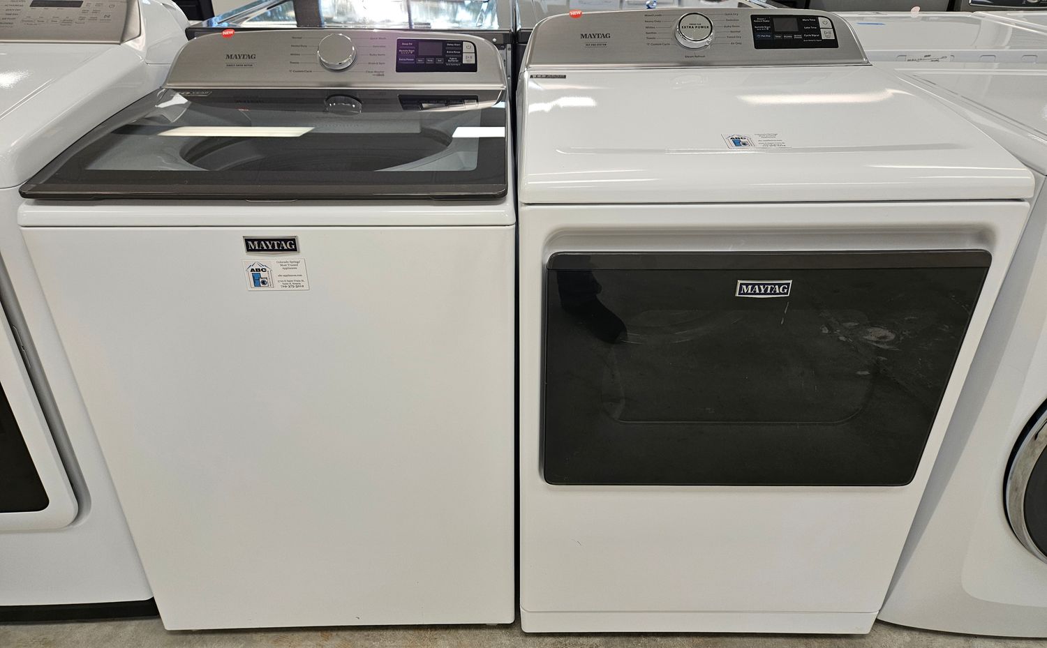 NEW! Maytag Top Load Washer (5.2cu.ft.) &amp; Large Capacity Electric Dryer (7.4cu.ft.)