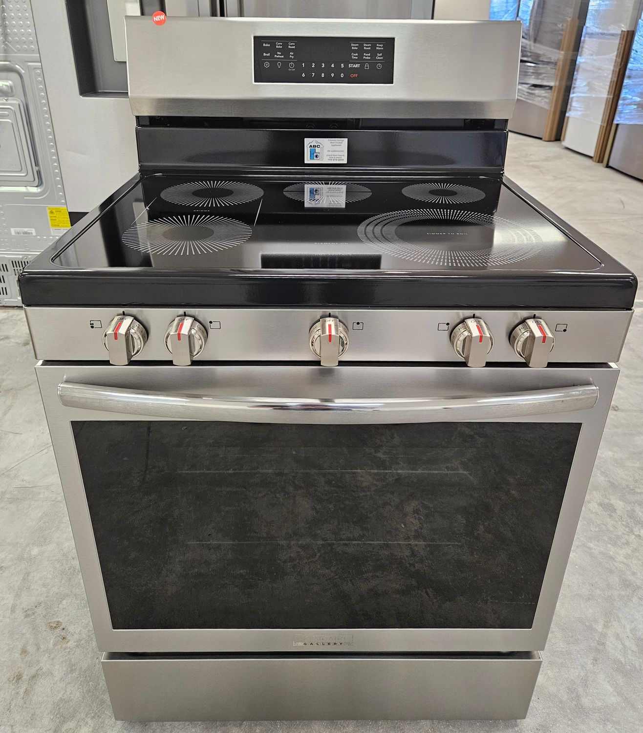 NEW! 30in Frigidaire Gallery 5-Burner Glass-Top Electric Range in Stainless Steel