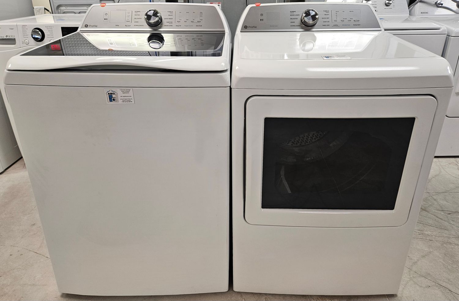 NEW! GE Profile Top Load Washer (4.9cu.ft.) &amp; Large Capacity Electric Dryer (7.4cu.ft.)