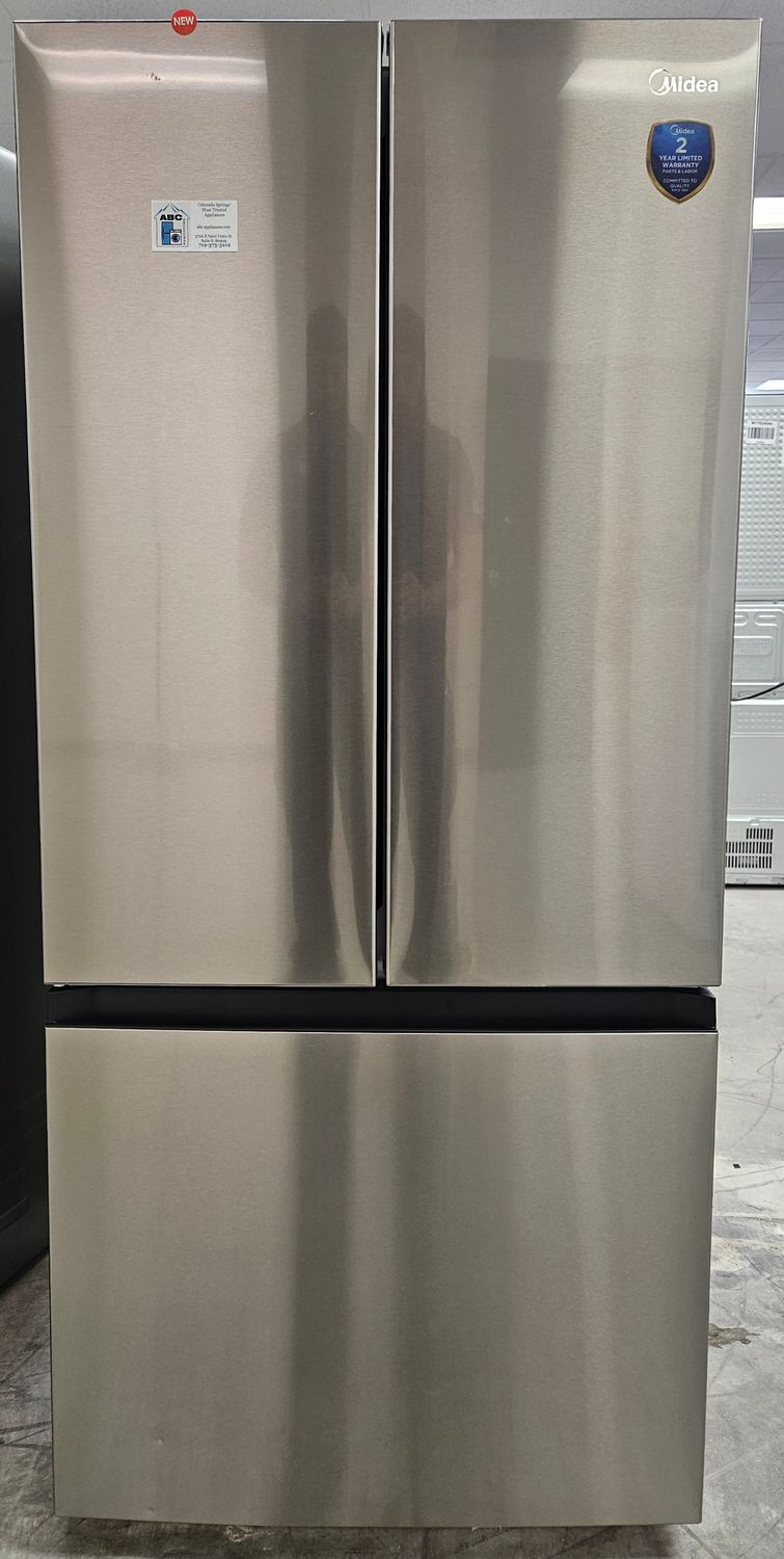 NEW! 18cu.ft. 30" Midea French Door Refrigerator in Stainless Steel