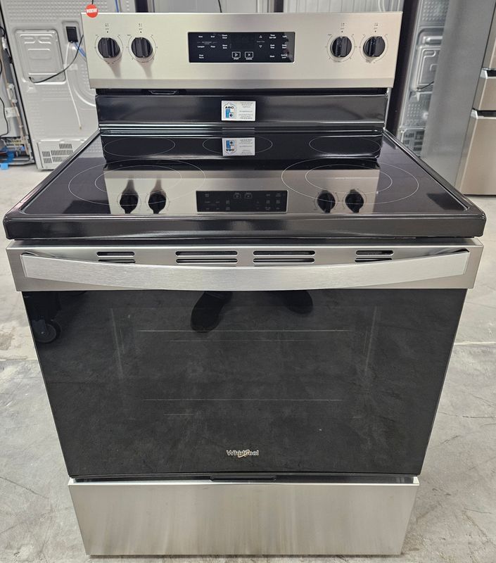 NEW! 30in Whirlpool Glass-Top 5-Burner Electric Range in Stainless Steel