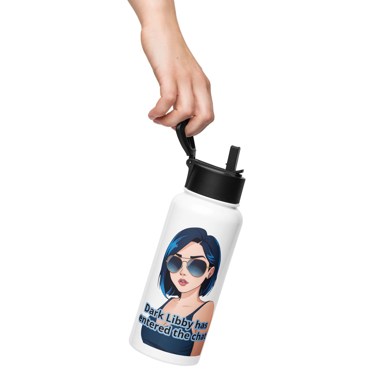 Stainless steel water bottle with a straw lid