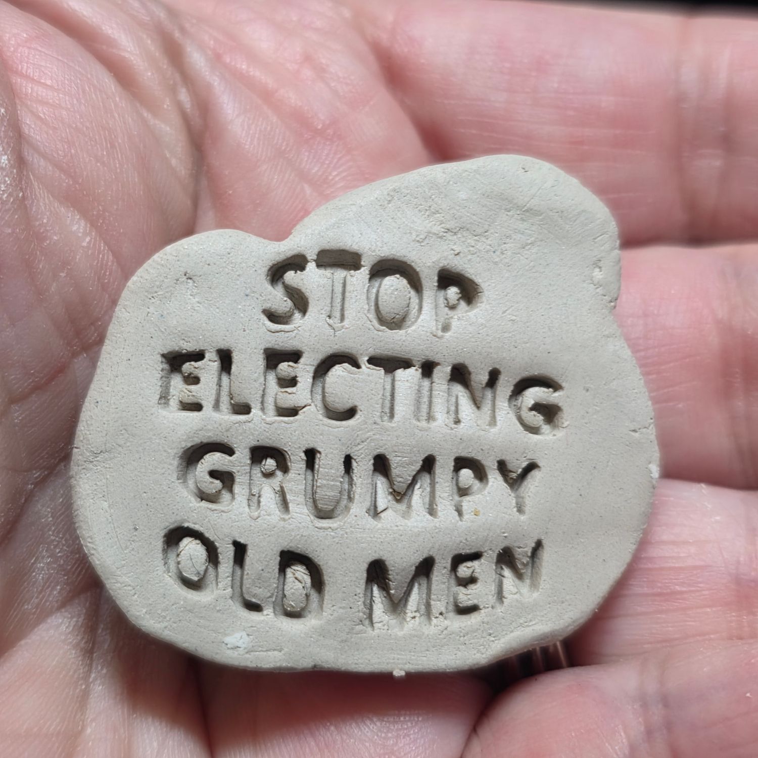 Stop Electing Grumpy Old Men - not a pumpkin rock