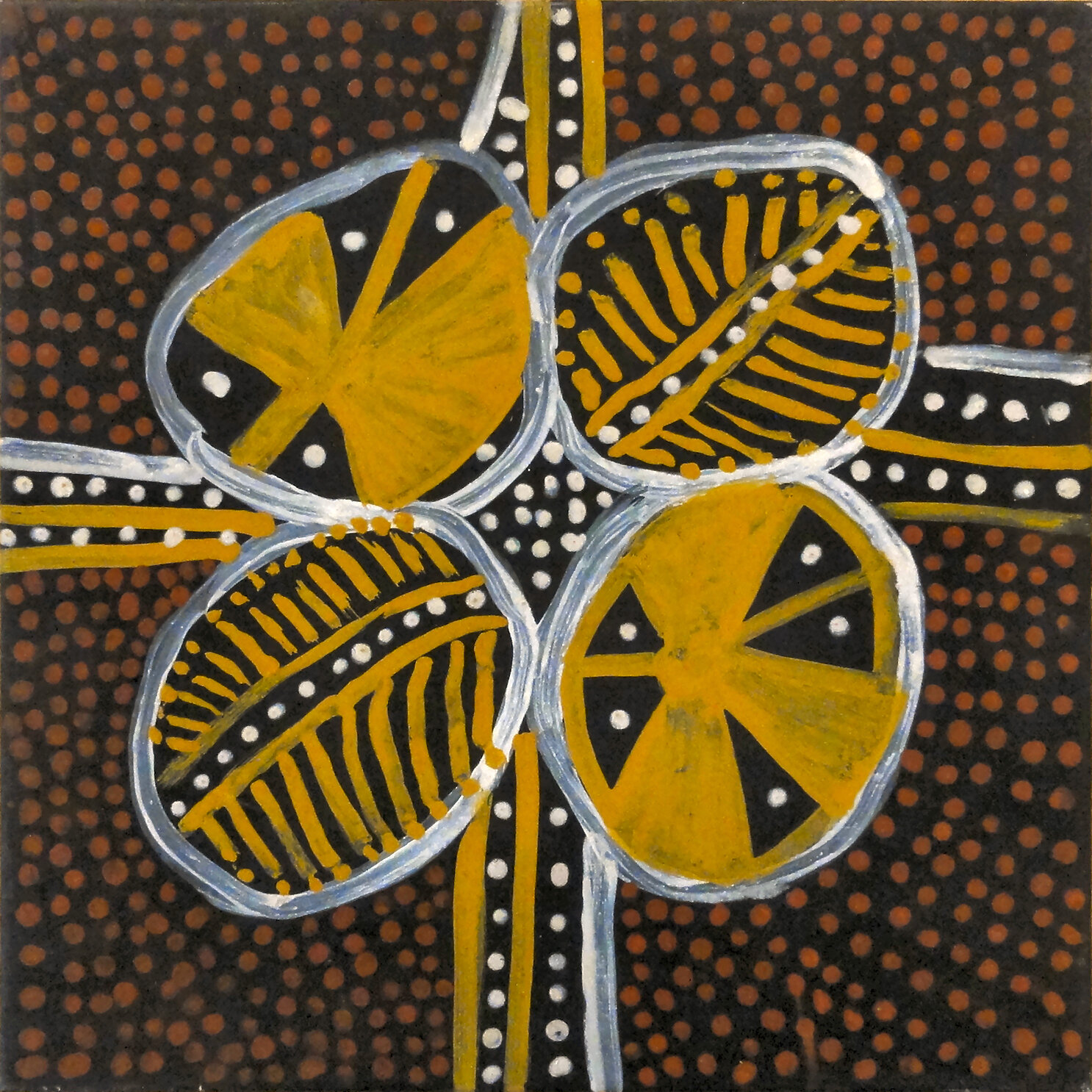 Minta & Miparri by Delilah Freddy Puruntatameri Natural Ochres, 40x40cm