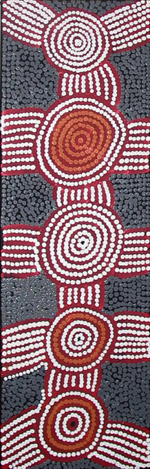 Tingari Cycle (2005) by Barney Campbell Tjakamarra 130x41cm Cat 9047BC