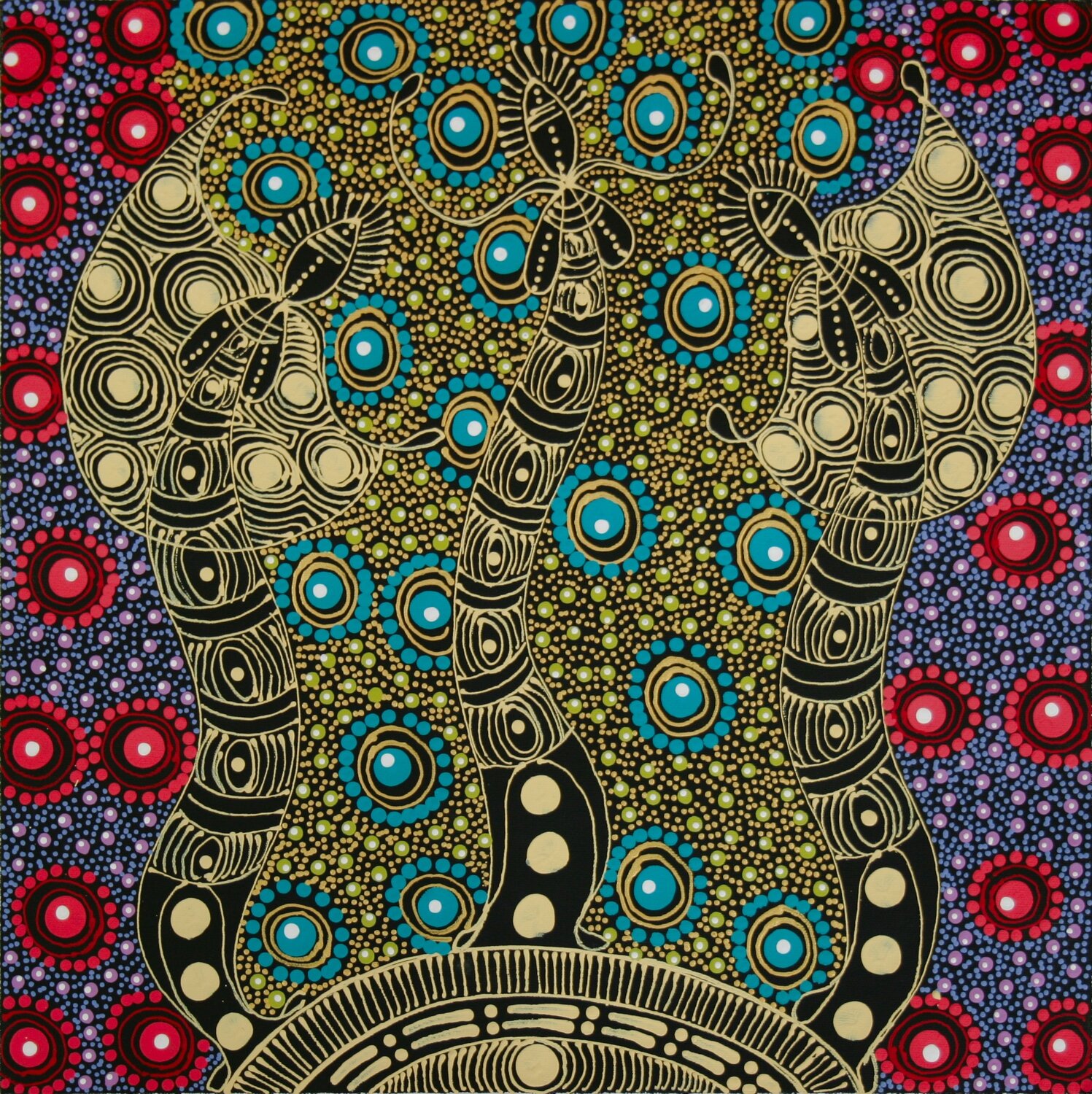 Dreamtime Sisters, 2009 by Colleen Wallace Nungarrayi 44x44cm 11096CW