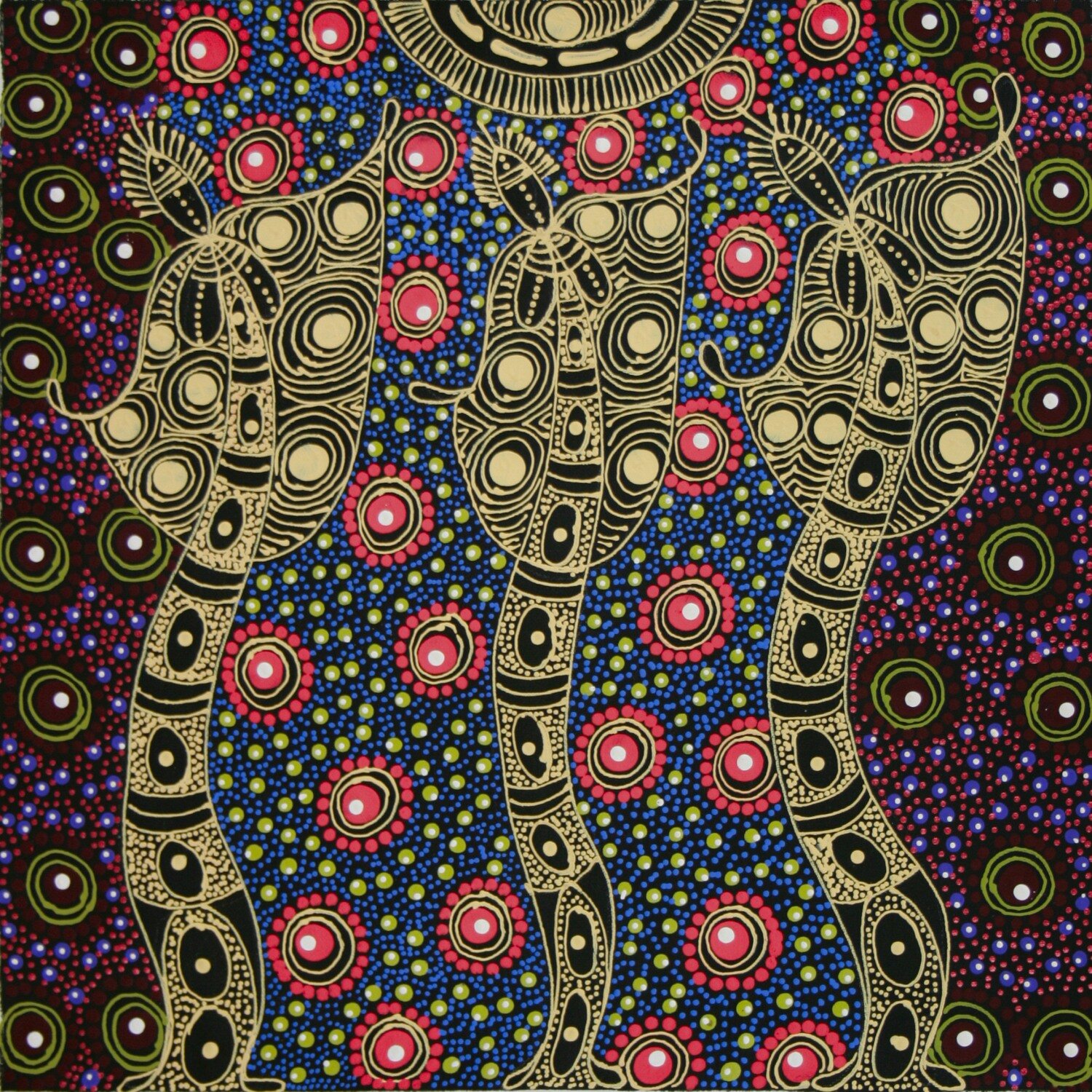 Dreamtime Sisters, 2009 by Colleen Wallace Nungarrayi 44x44cm 11104CW