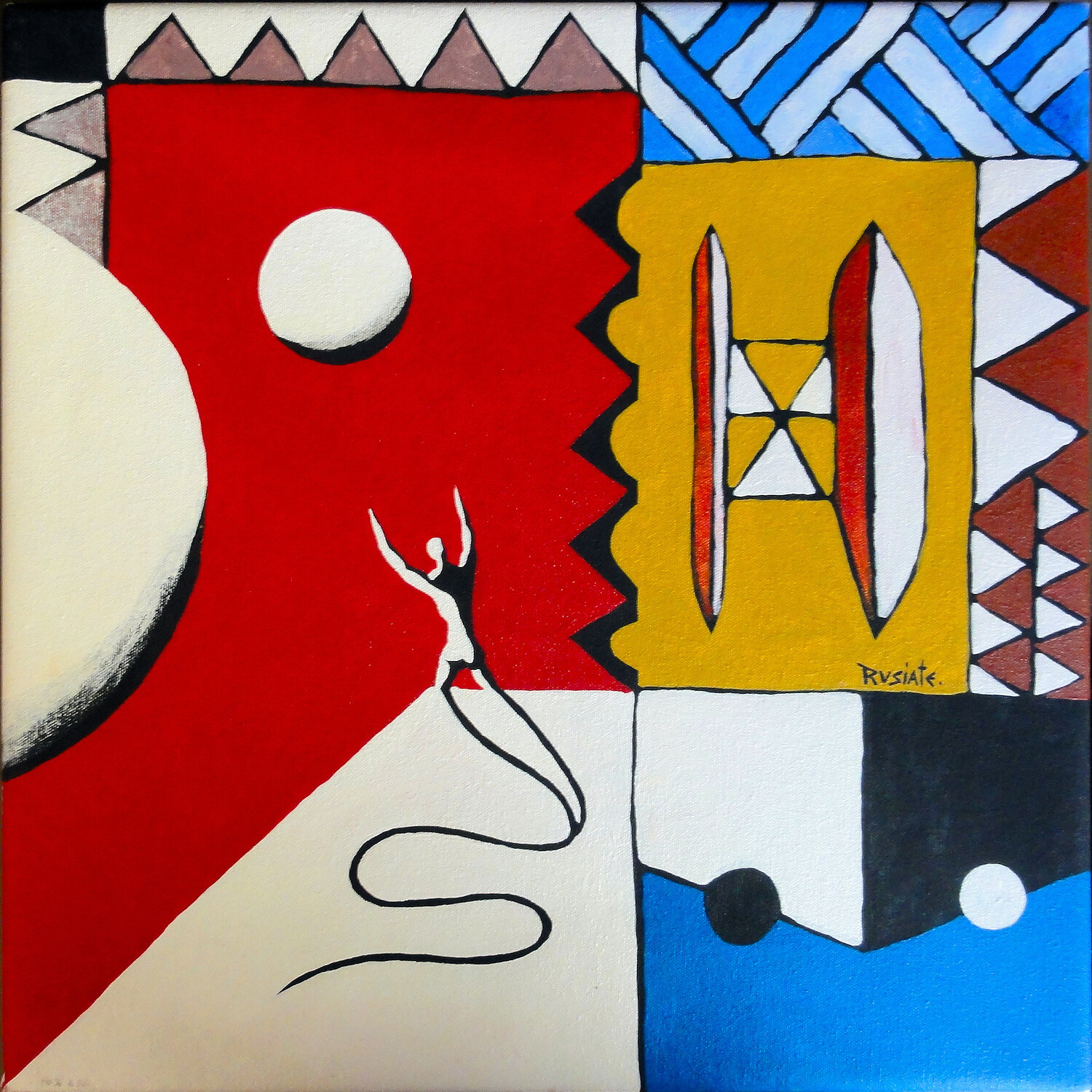Takeinivula Series - The Moon by Rusiate Lali  46x46cm CAT 14348RL