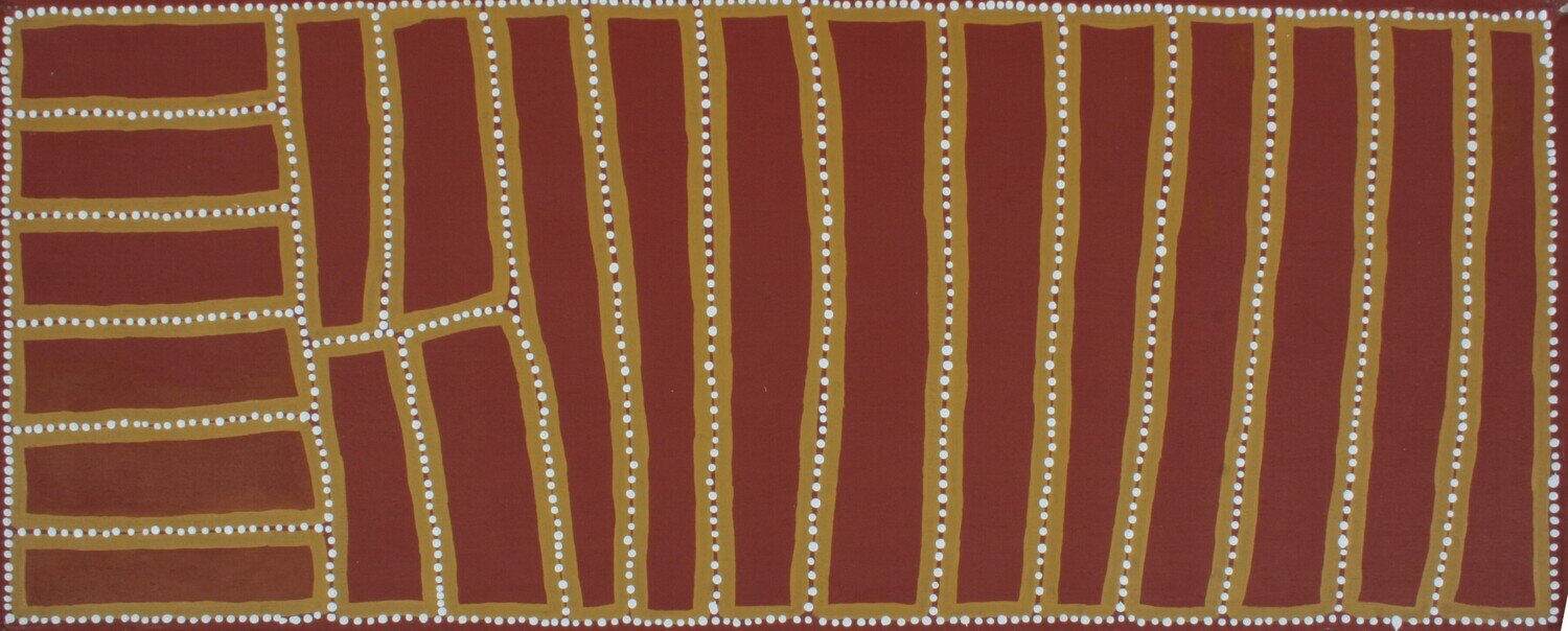 Lake MacKay, 1999 by  Walala Tjapaltjarri, 62x154cm