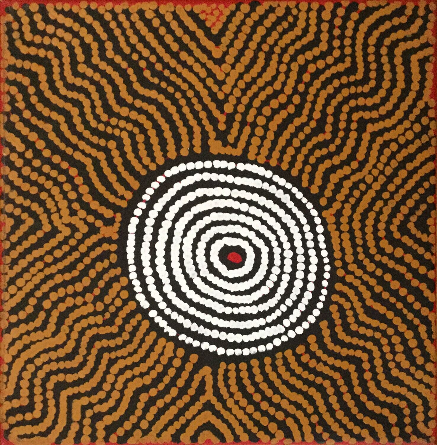 Tingari Cycle, 2005 by Barney Campbell Tjakamarra 61x61cm Cat 9020BC