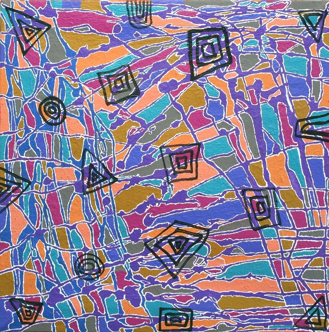 Fox Holes and Wildflowers, 2008 by Jeannie Nakamarra Daniels, 76x76cm, 13856JD