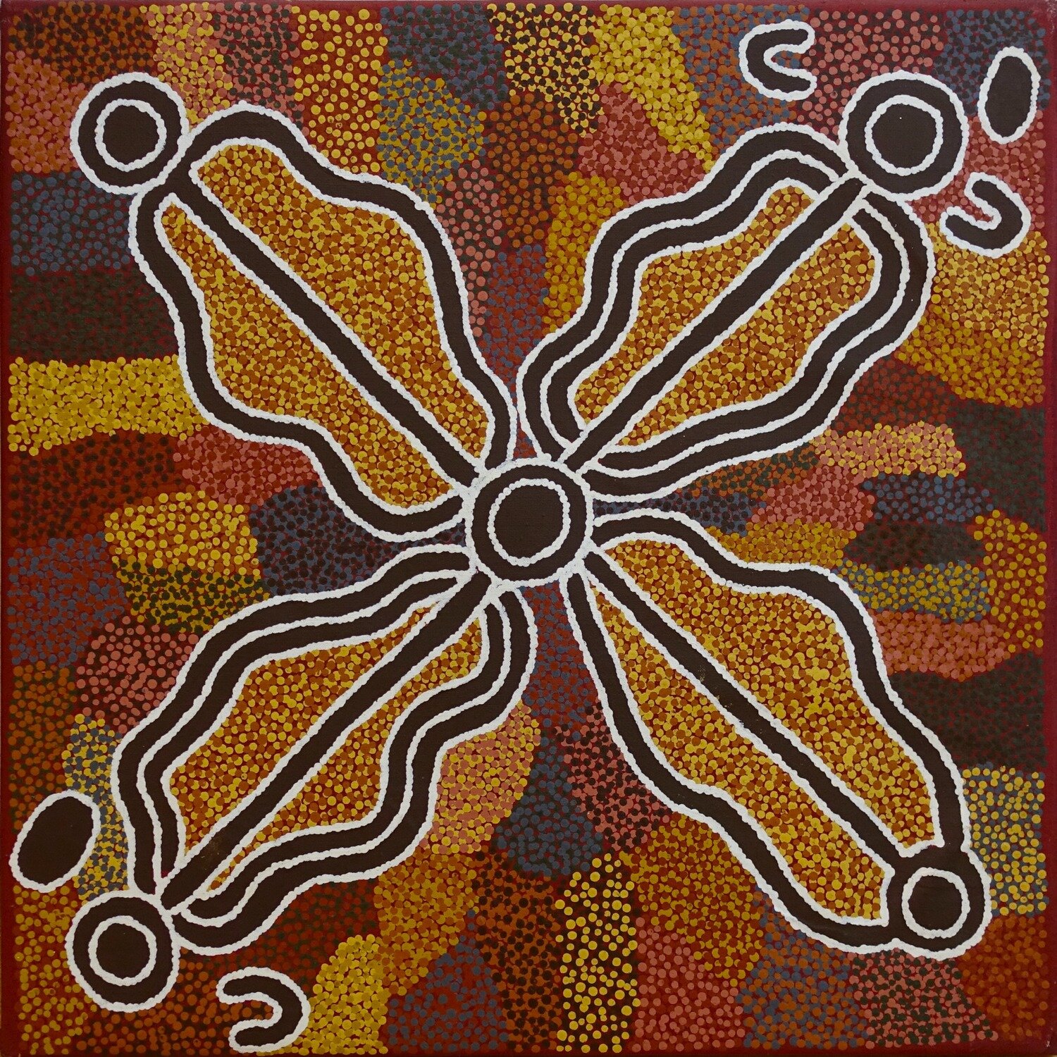 Jila Well Dreaming (2003) by Rachel Jurra Napaltjarri 61x61cm, 7811RN