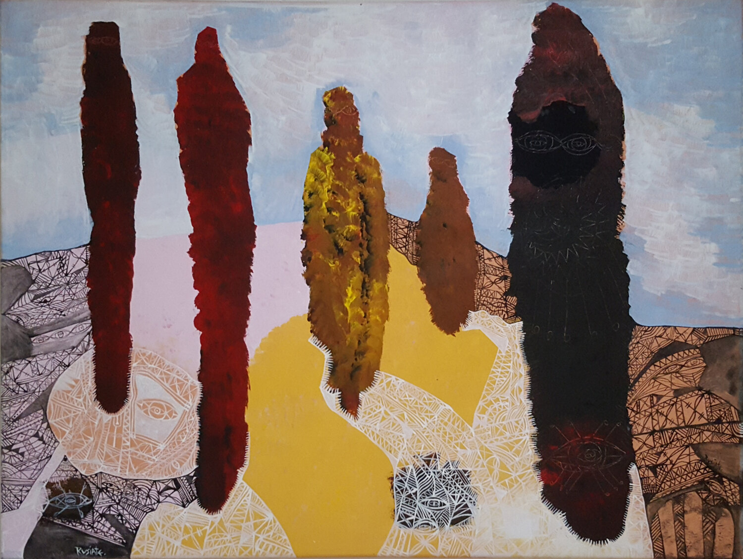 Sacred Ceremony - A Desert Mob (2010) by Rusiate Lali 91x122cm