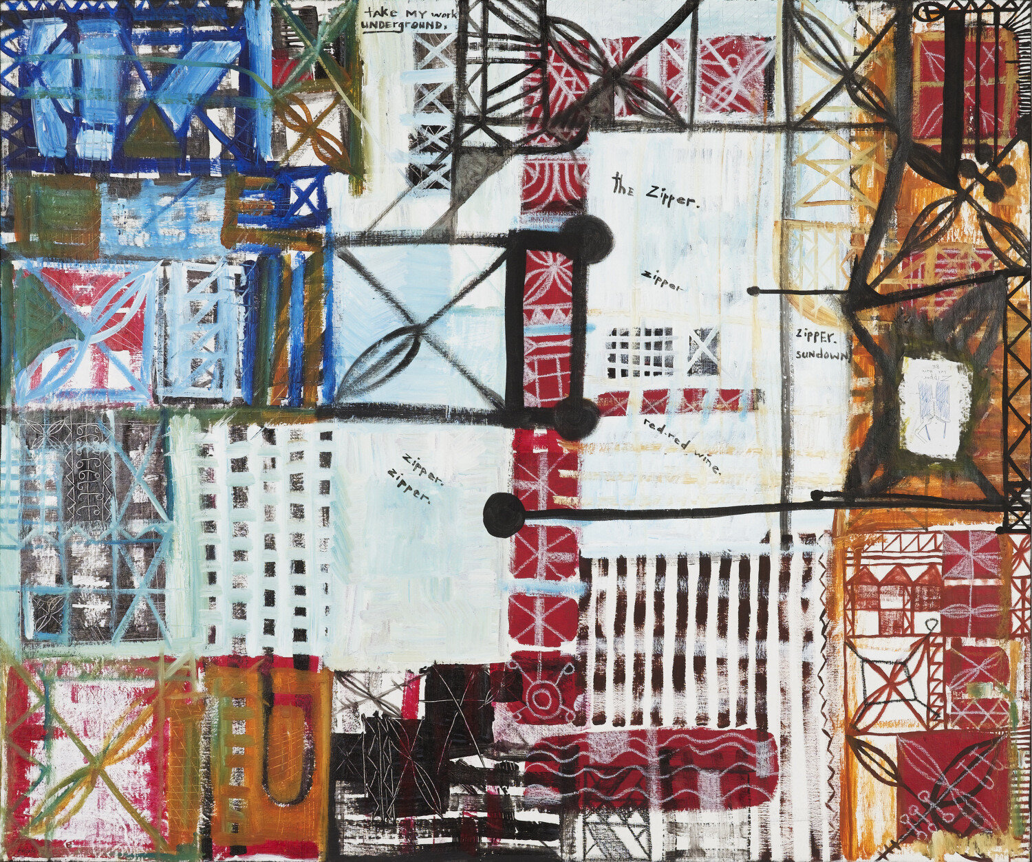 The Zipper - Take my work underground (2005) by Rusiate Lali 152x122cm