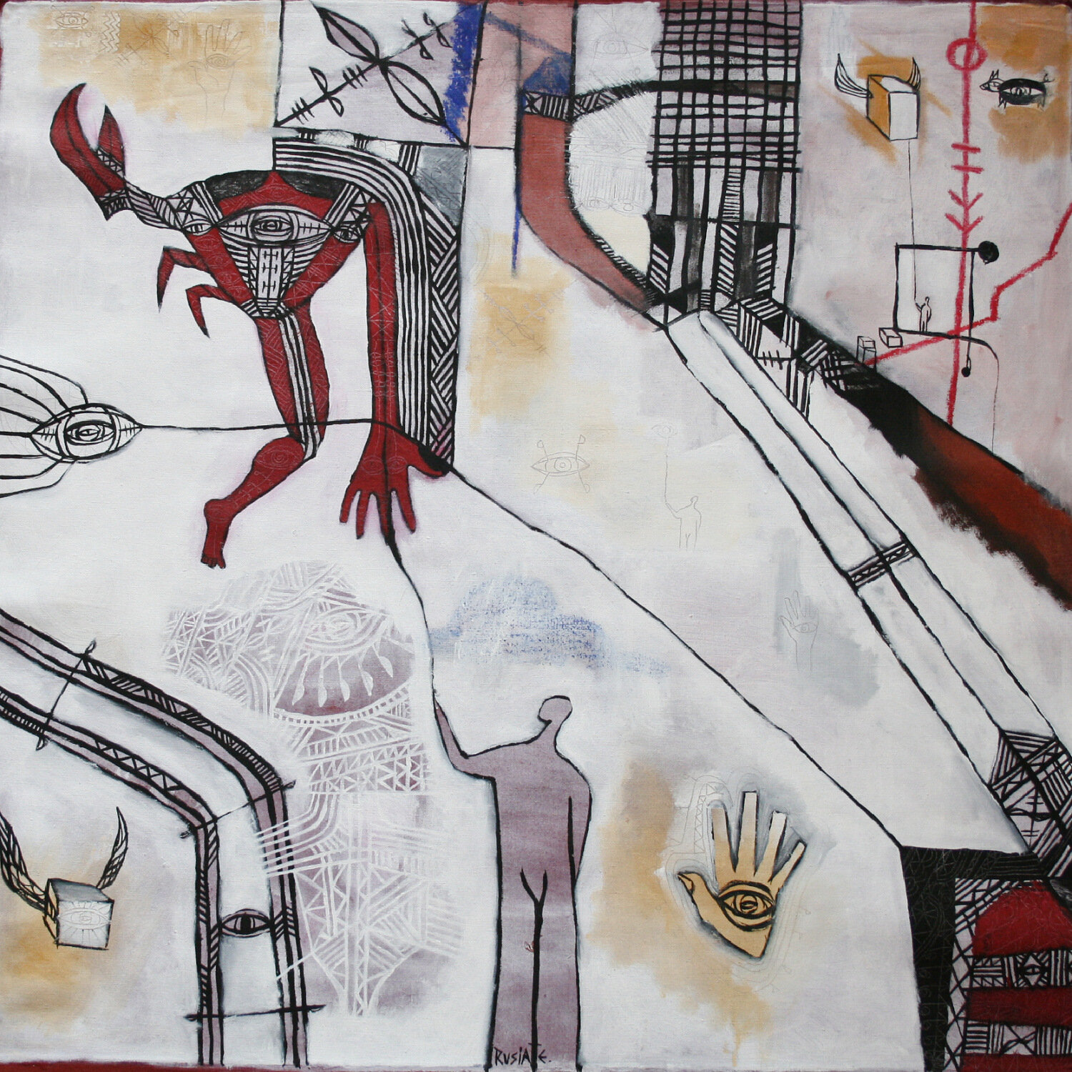 Lines of Life, 2009 by Rusiate Lali 91x91cm