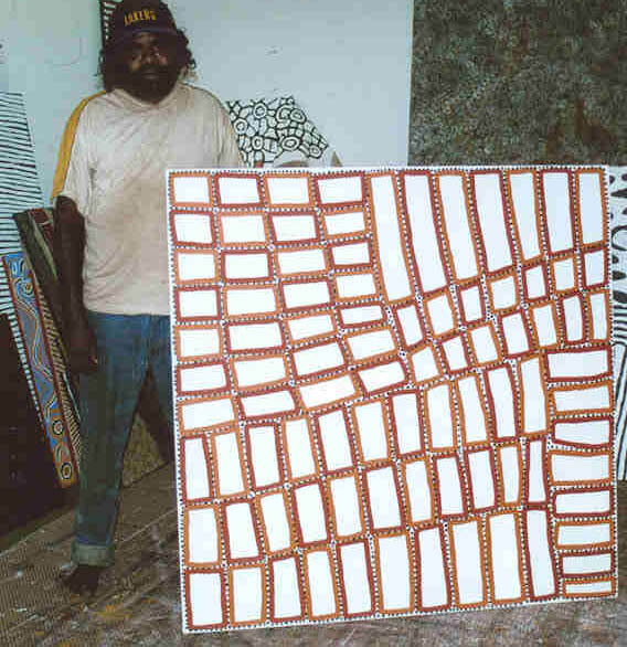 Salt Lake of Lake MacKay, 2001 by Walala Tjapaltjarri 122x122cm 6304WT