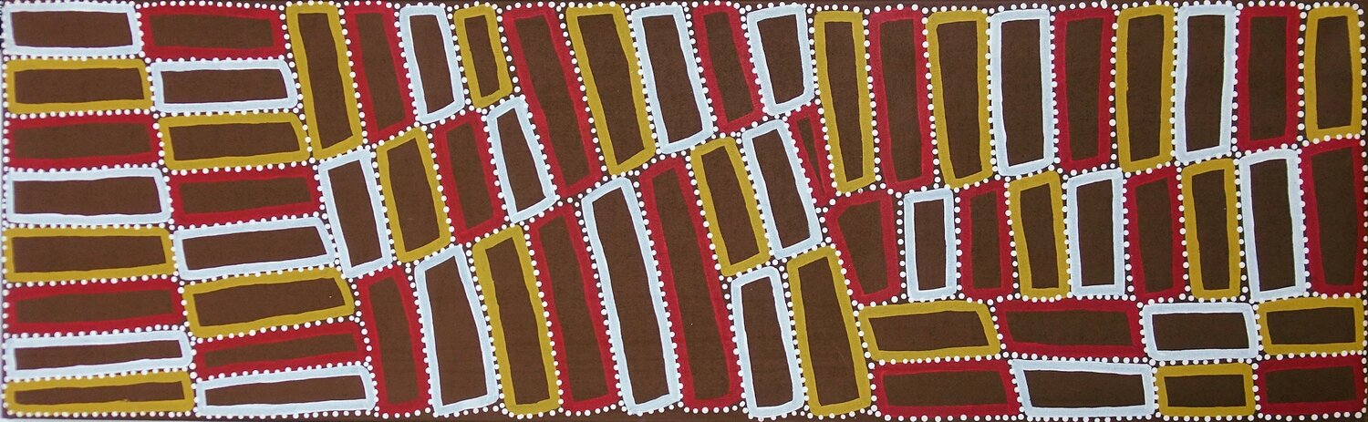 Lake Mackay (the Tingari Cycle), 2005 by Walala Tjapaltjarri 61x198cm