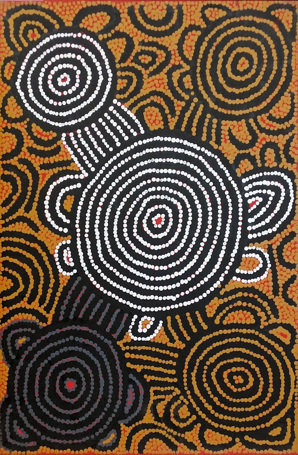 Tingari Cycle, 2005 by Barney Campbell Tjakamarra 61x91cm Cat 9224BC