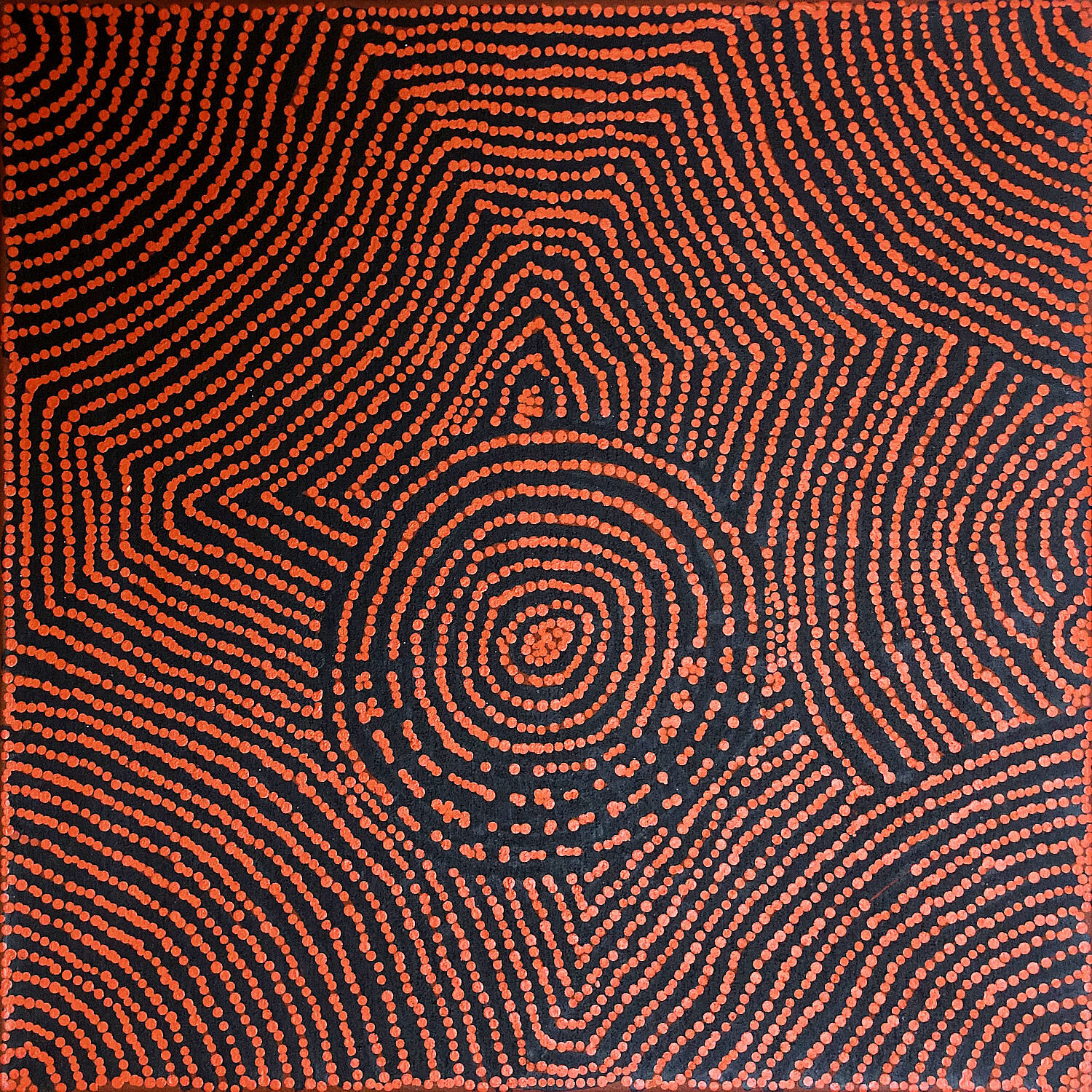 Tingari Cycle (2005) by Barney Campbell Tjakamarra 76x76cm Cat 9456BC