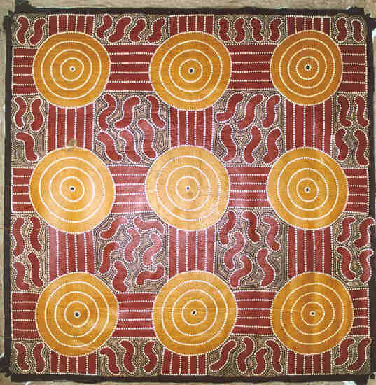 Caterpillar Dreaming at Soapy Bore by  Tommy Jones Kngwarreye 122x122cm