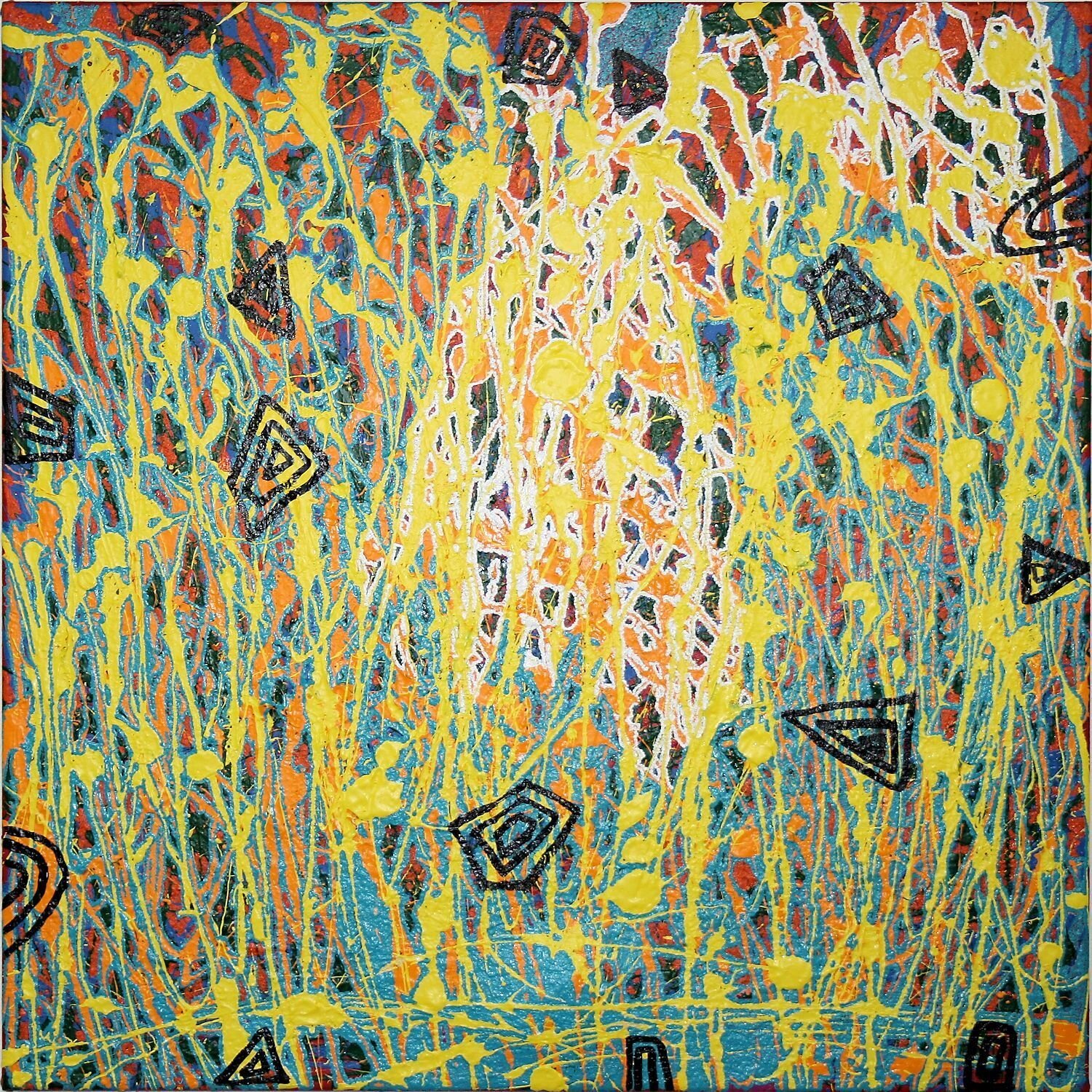 Fox Holes and Wildflowers, 2008 by Jeannie Nakamarra Daniels, 91x91cm, Cat 13775JD