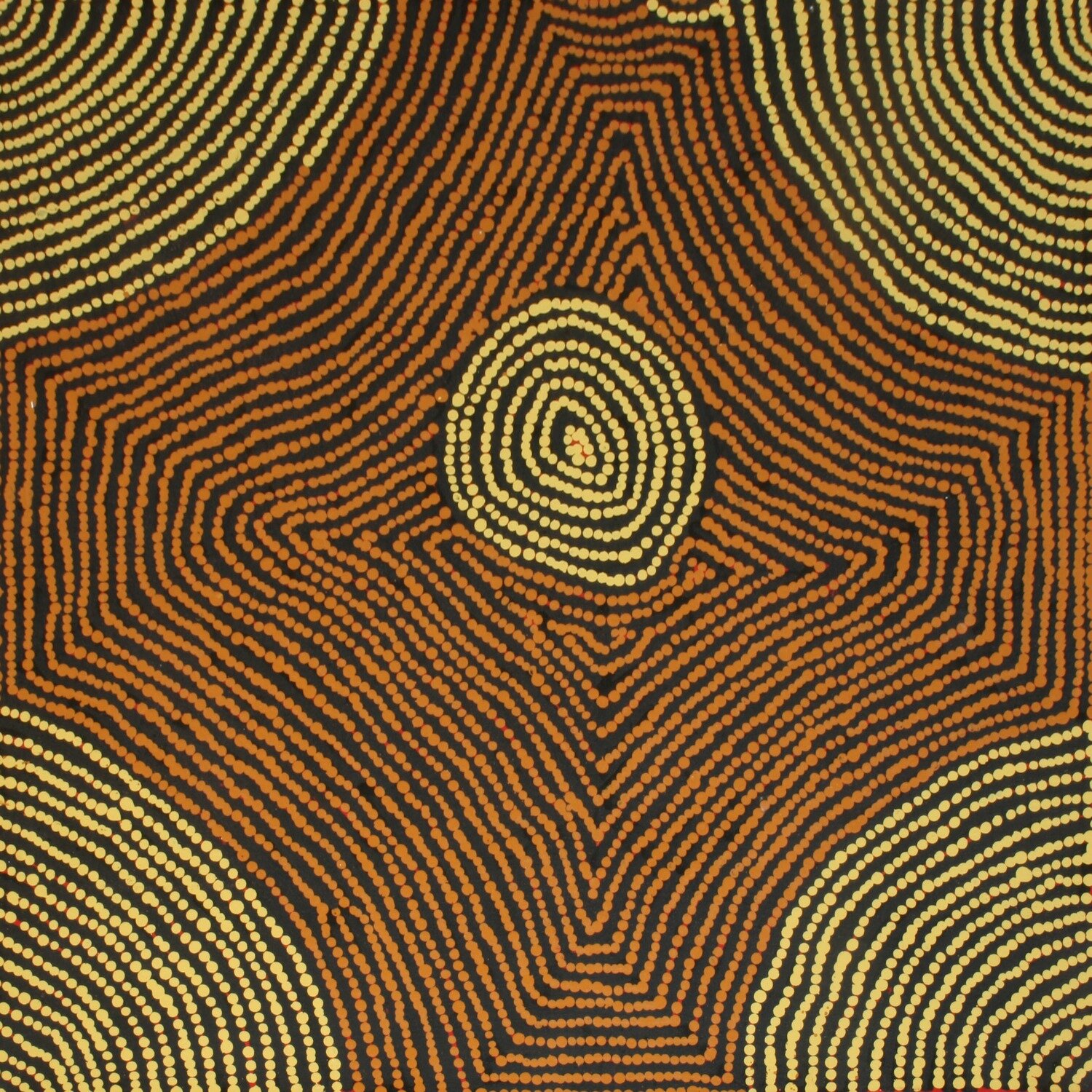 Tingari Cycle, 2005 by Barney Campbell Tjakamarra
91x91cm Cat 9378BC