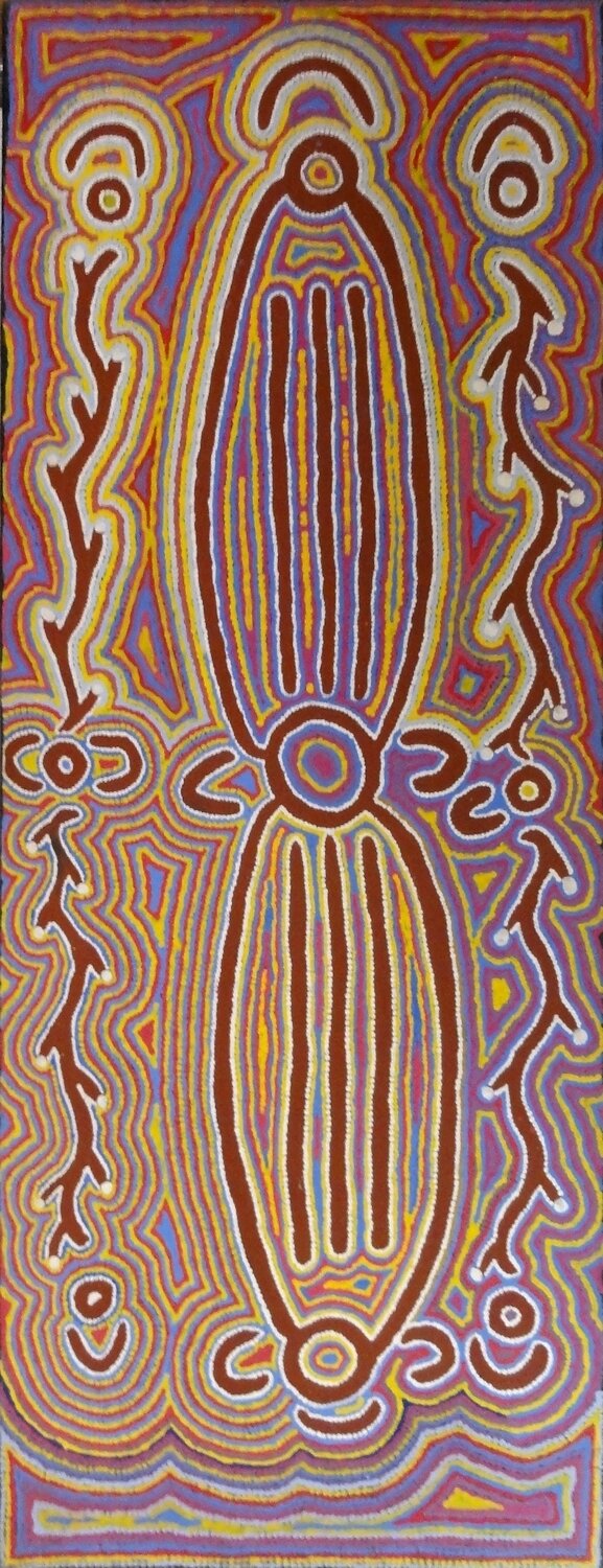 Yarla Jukurrpa by Pamela and Linda Napurrurla Walker, 150x61cm