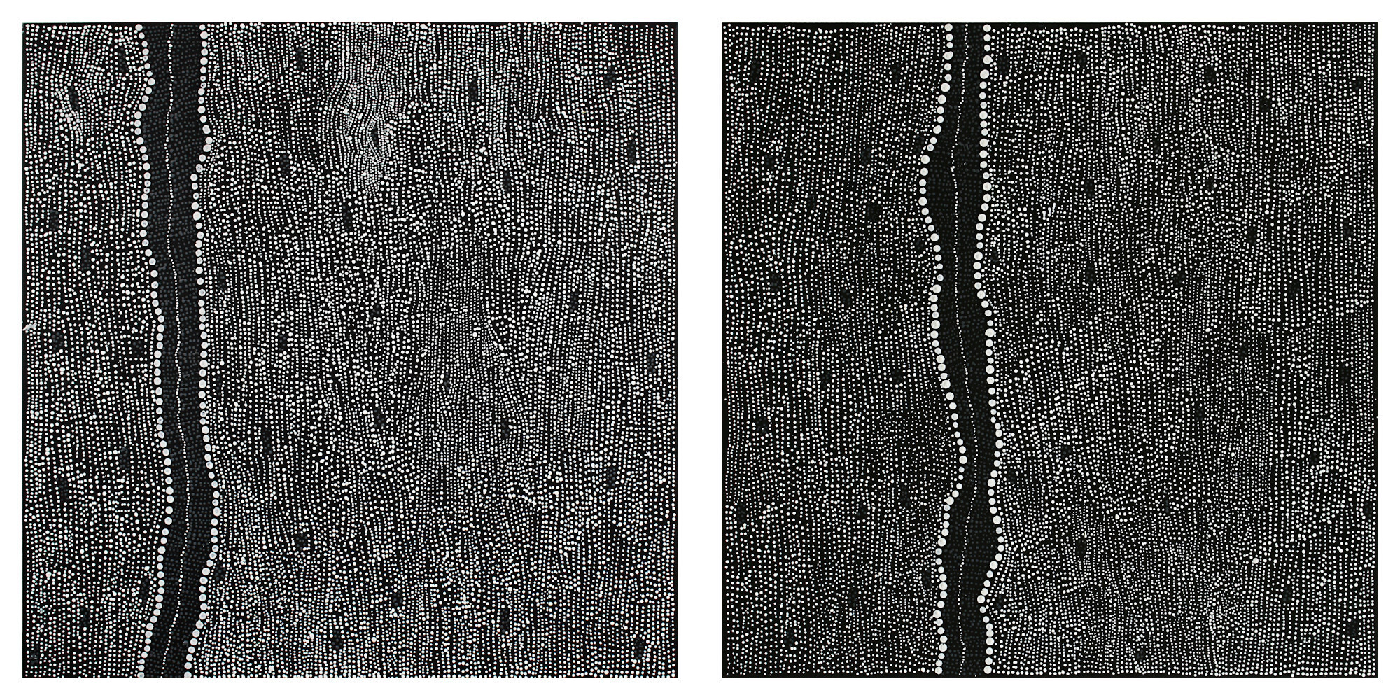 Pirlinyanu Diptych, 2011 by Julie Nangala Robertson, 91x182cm