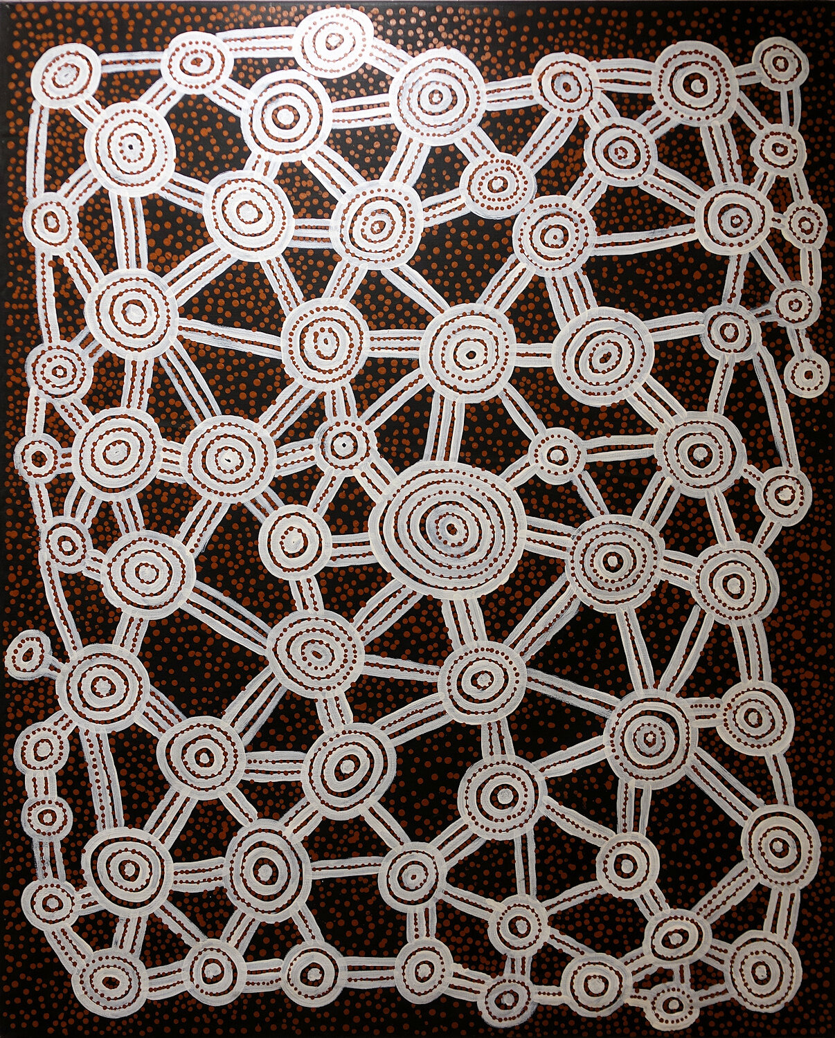 Tingari Cycle (1997) by Warlimpirrnga Tjapaltjarri, 152x122cm Cat 2504WL