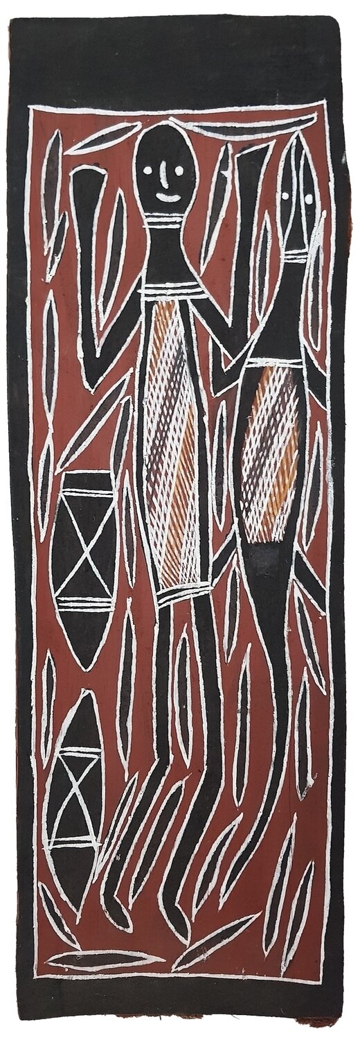 Wangarra, 2001 bark painting by Gary Smith Wangarra, 16x48cm