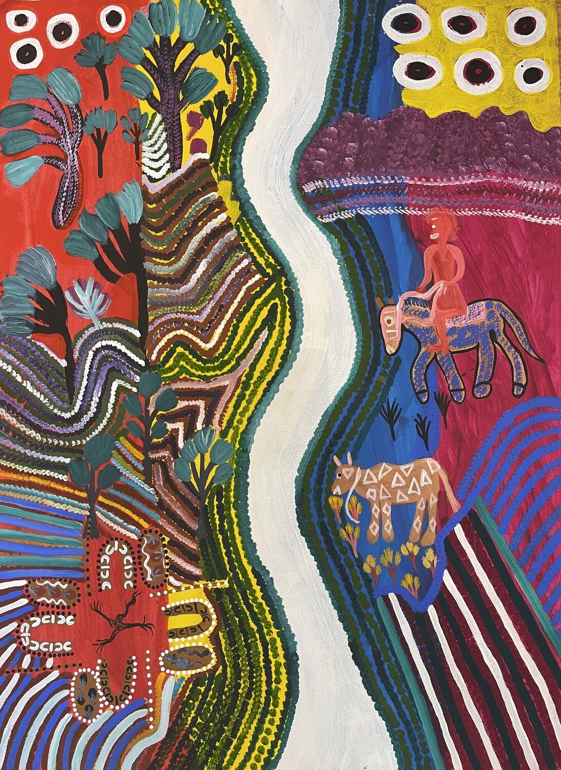 Iltjiltjara Country by Bessie Liddle, 56x76cm, Acrylic on Paper, WOP26