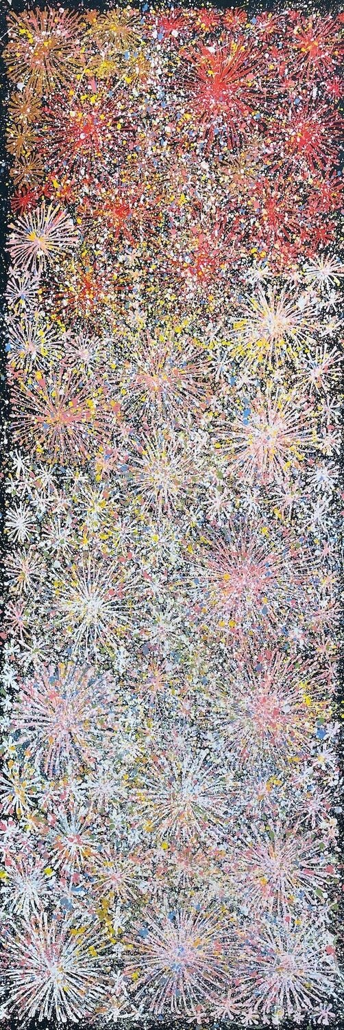 Bush Flowers, 2008 by Janelle Napaltjarri Stockman 180x60cm