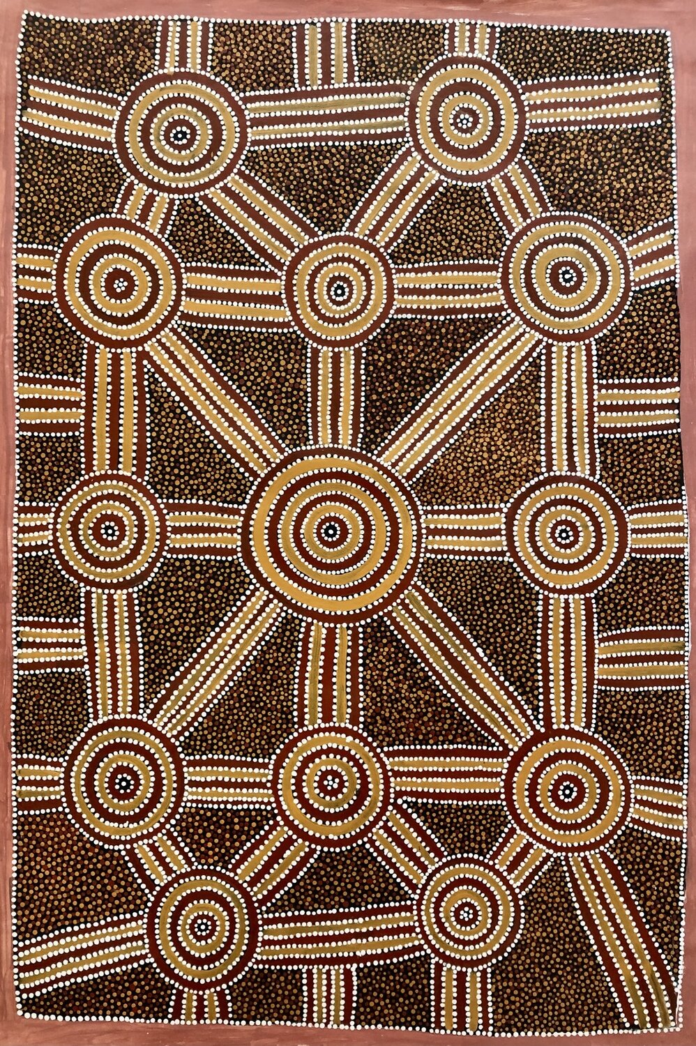 Mens Dreaming Black Seed 1998 by Paddy Bird Petyarre 128x55cm
