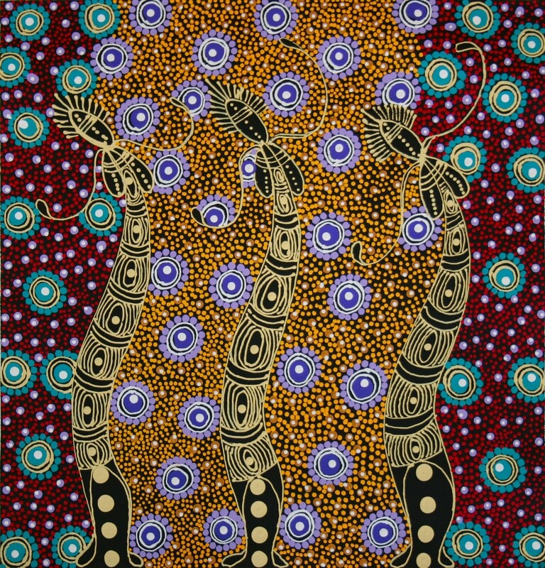 Dreamtime Sisters, 2009 by Colleen Wallace Nungarrayi 44x44cm 11095CW