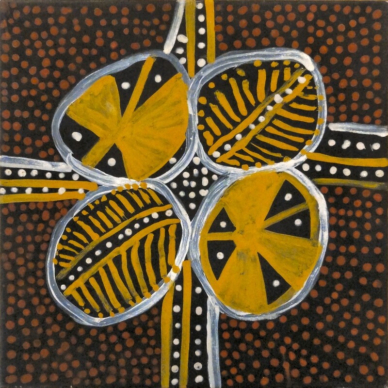 Minta & Miparri by Delilah Freddy Puruntatameri Natural Ochres, 40x40cm