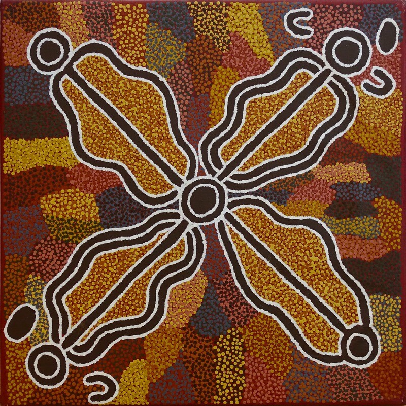 Jila Well Dreaming (2003) by Rachel Jurra Napaltjarri 61x61cm, 7811RN