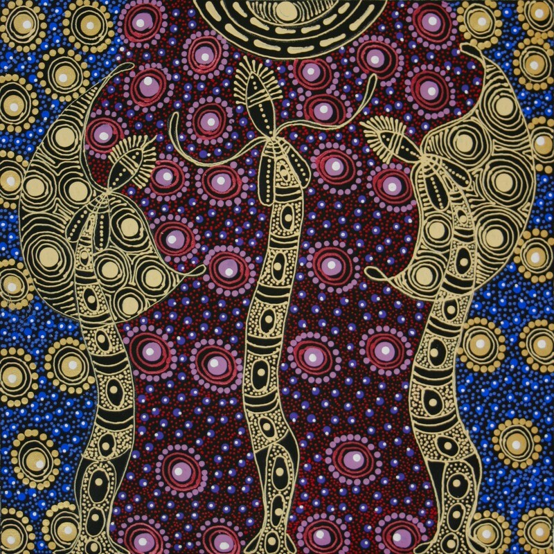Dreamtime Sisters, 2009 by Colleen Wallace Nungarrayi 44x44cm 11103CW
