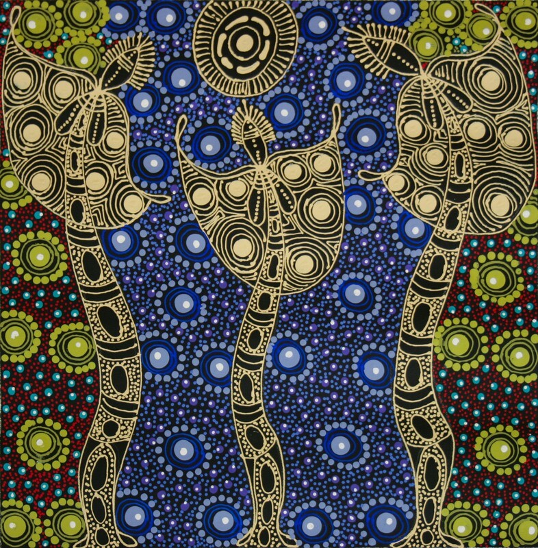 Dreamtime Sisters, 2009 by Colleen Wallace Nungarrayi 44x44cm 11102CW