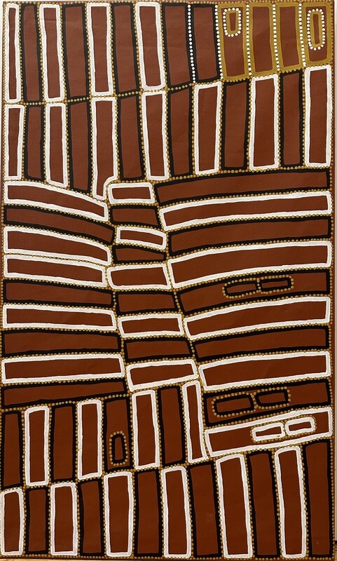 Lake Mackay 1999 by  Walala Tjapaltjarri, 152x91cm Cat 3783/4246WT
