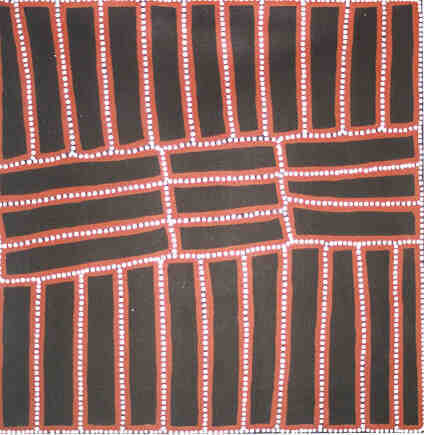 Tingari Cycle, 2000 by  Walala Tjapaltjarri, 91x91cm Cat 4231WT