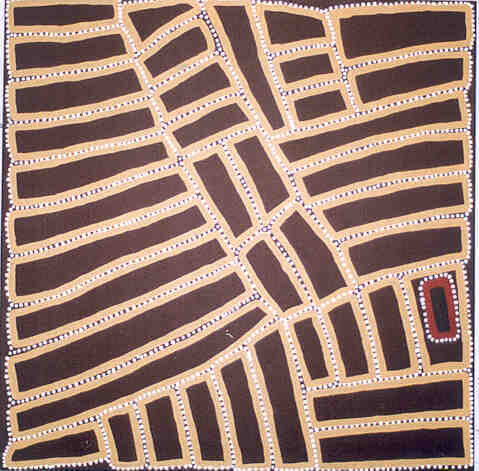 Sandhills at Lake MacKay, 2000 by Walala Tjapaltjarri 92x92cm Cat 4879WT
