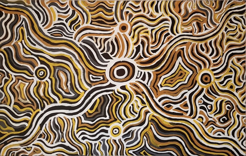 Wati Kutjarra Tjukurrpa, 2007 by Betty West  90x142cm CAT 13142BW