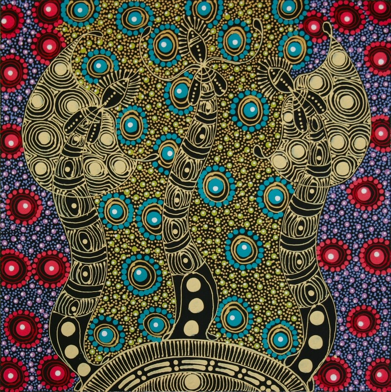 Dreamtime Sisters, 2009 by Colleen Wallace Nungarrayi 44x44cm 11096CW