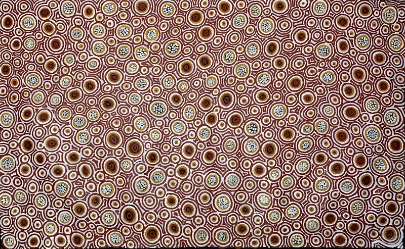 Bush Seeds and Rockholes 2000 by  Abie Kemarre Loy 198x122cm