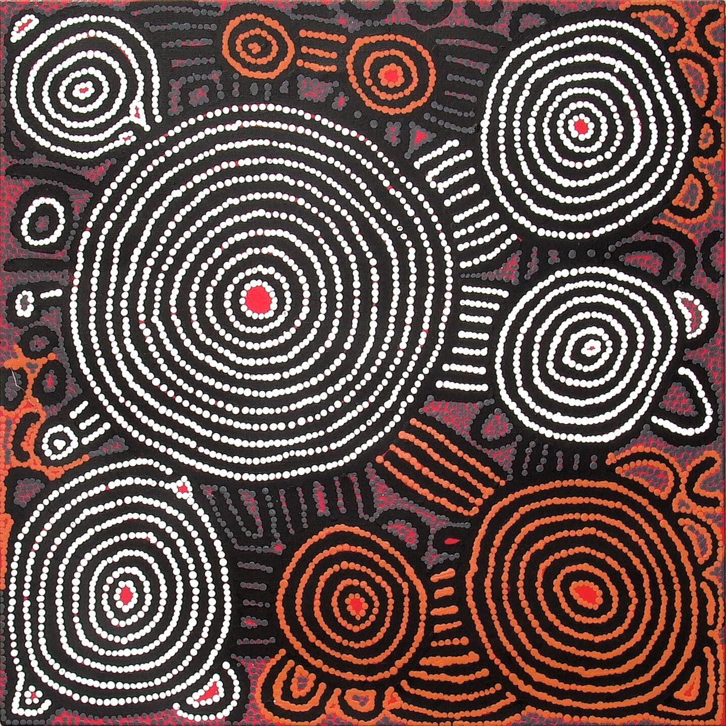 Tingari Cycle 2005, by Barney Campbell Tjakamarra
91x91cm