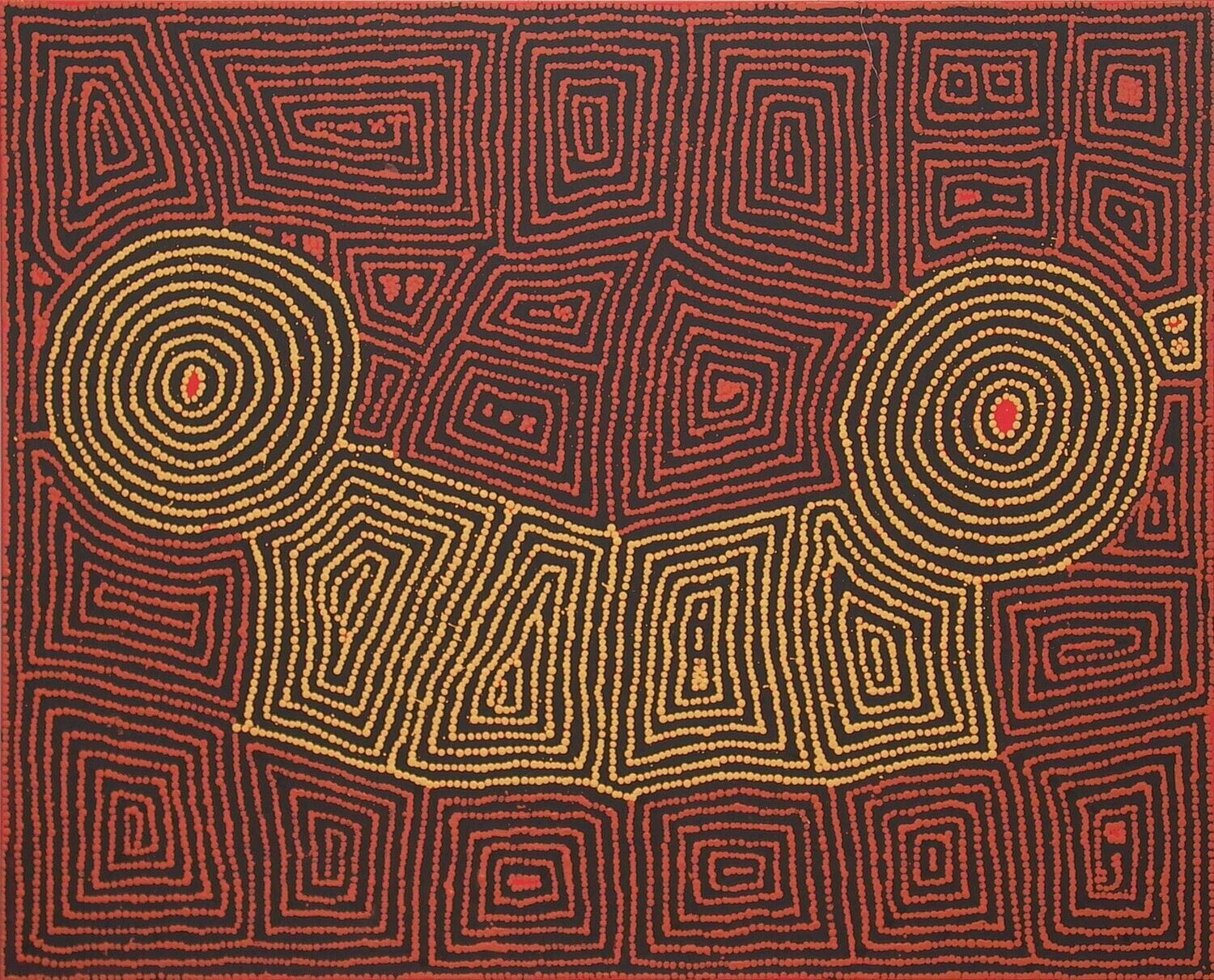 Tingari Cycle 2005 by Barney Campbell Tjakamarra
122x152cm Cat 9372BC