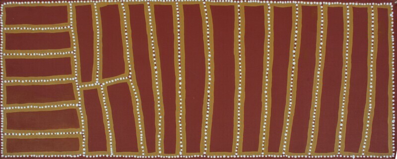 Lake MacKay, 1999 by  Walala Tjapaltjarri, 62x154cm