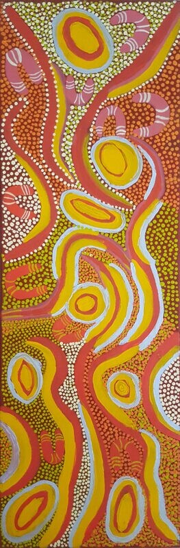 Keeping the land clean  by Margaret Kemarre Turner, OAM 90x31cm Cat 14336MT
