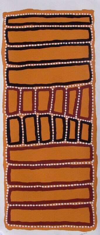 Tingari Events (Screenprint 2000) by by Walala Tjapaltjarri PRINT-WT.Yellow