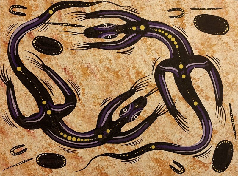 Women digging for goannas by Bonita Nungurrayi Williams 31x41cm BW-10